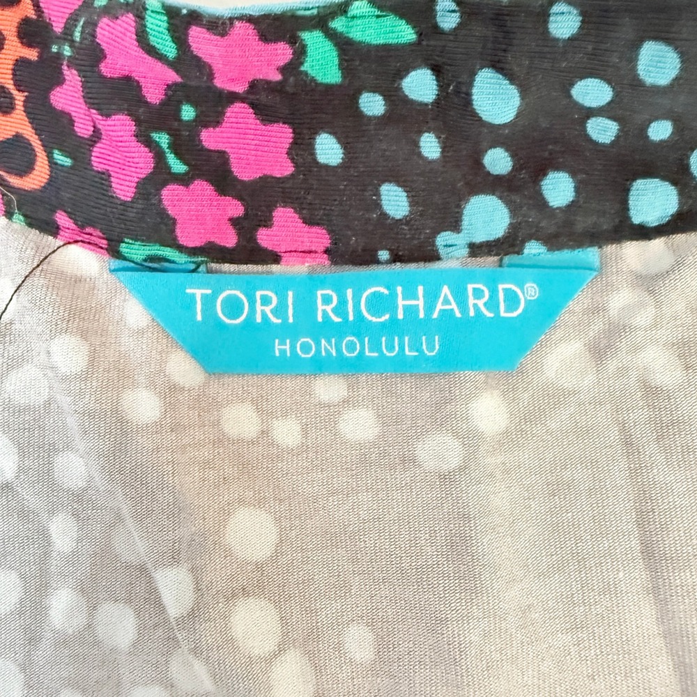 Tori Richard Honolulu XL Tropical Floral Modal Stretch V-Neck Hawaii Tunic Top - Picture 6 of 10